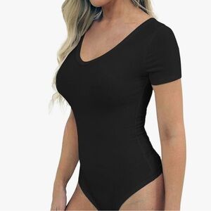 Black Fitted Bodysuit with Scoop Neckline
